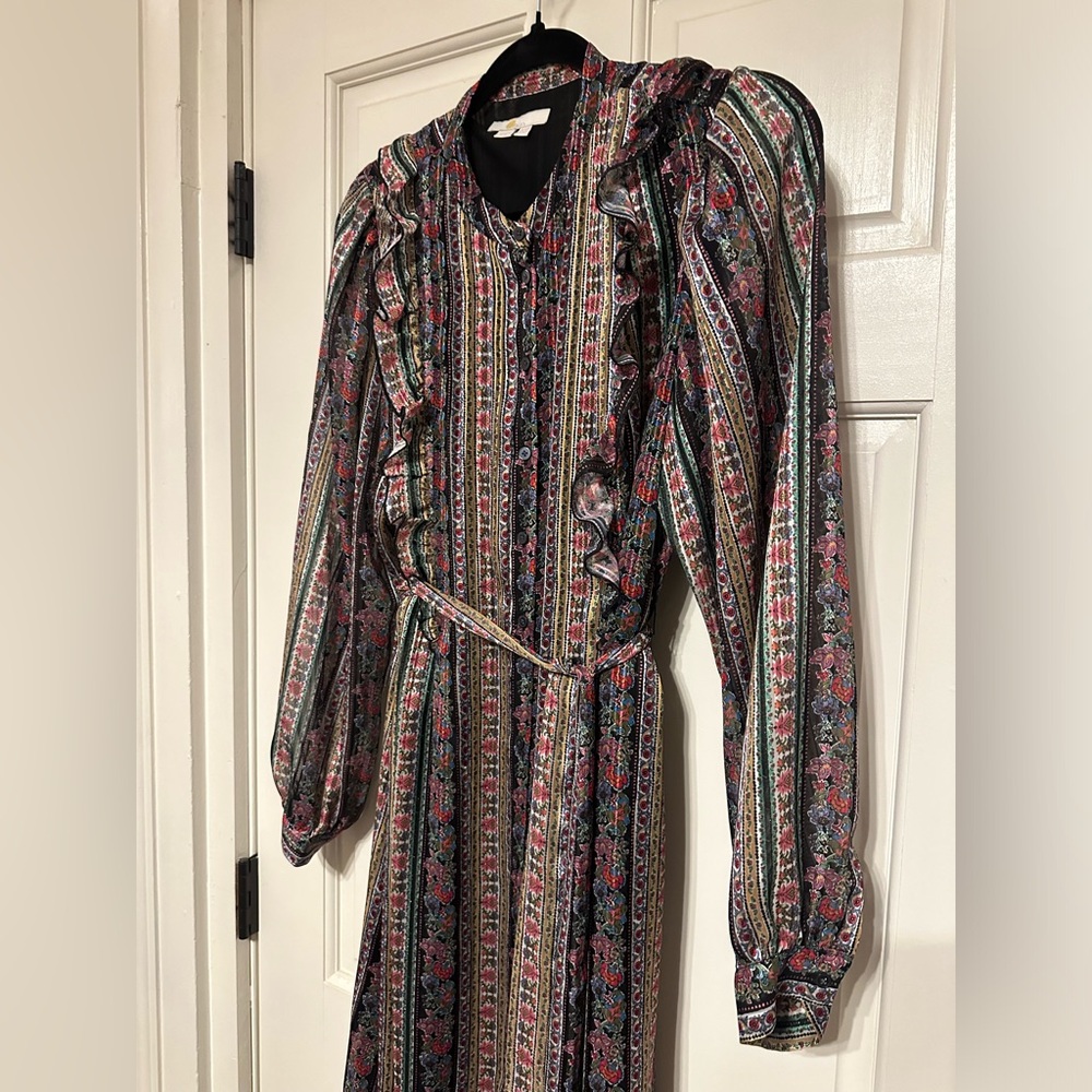 Boden Ruffle Metallic Midi Dress - Picture 3 of 5